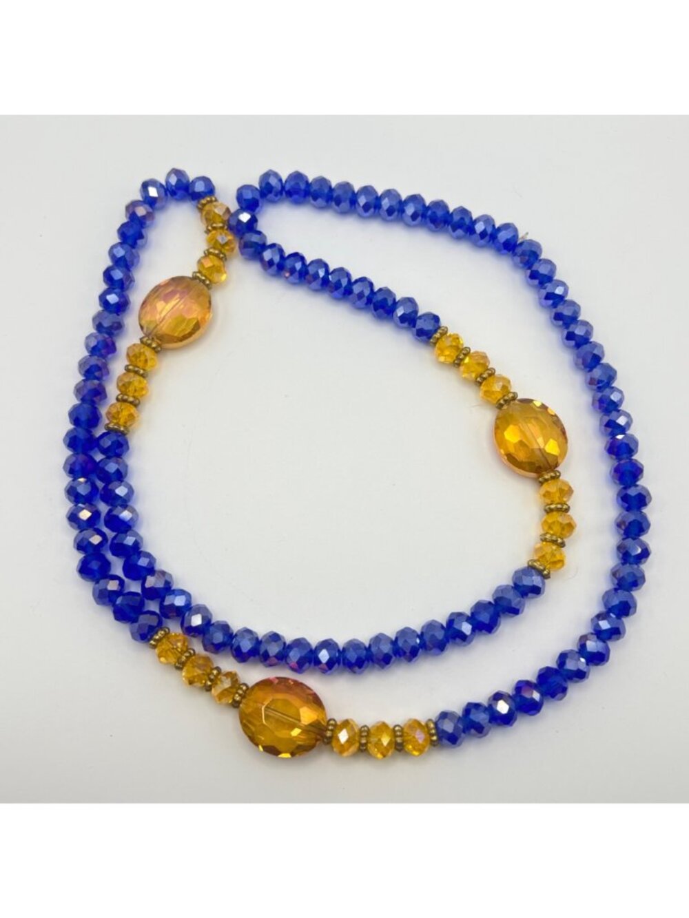 Lot Of 4 Multi-Color Stretch Glass Necklaces 36" & 30" Faceted Cube Beads Boho - Picture 7 of 12